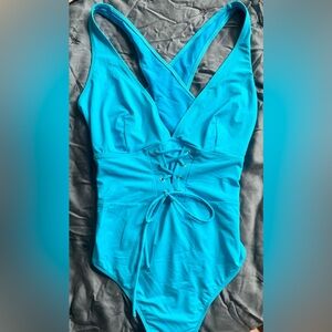 NWOT ShapellX Vibrant Blue Lace-Up Swimsuit
